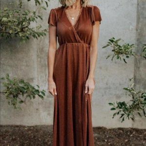 Baltic Born Athena Pleated Maxi Dress Bronze Size XS